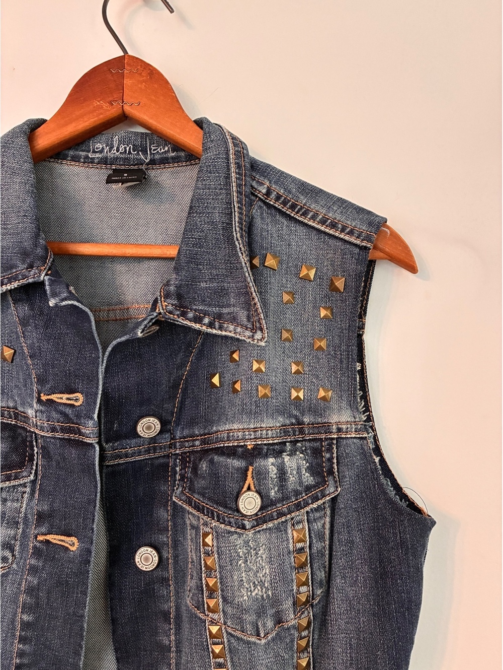 London Jean Studded Denim Vest Women’s Small Y2K Rocker Western